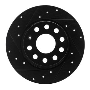Audi A3 Brake Rotor (1) - Rear Left - R1 Concepts - Drilled & Slotted - Black - `05-`25